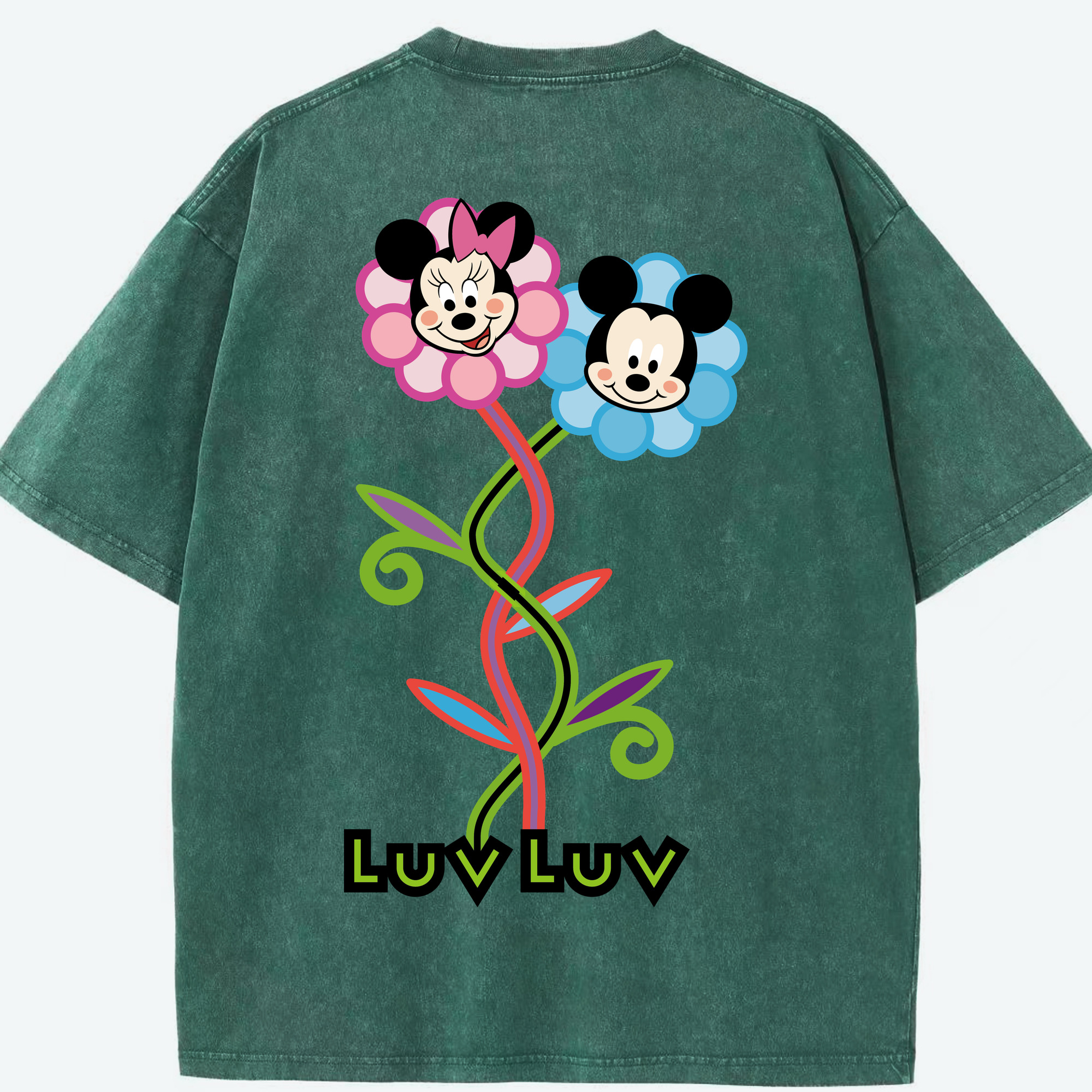 （画像用） ミッキーマウス Mickey Mouse 綿100% ヴィンテージ風 半袖Tシャツ（背面プリント）